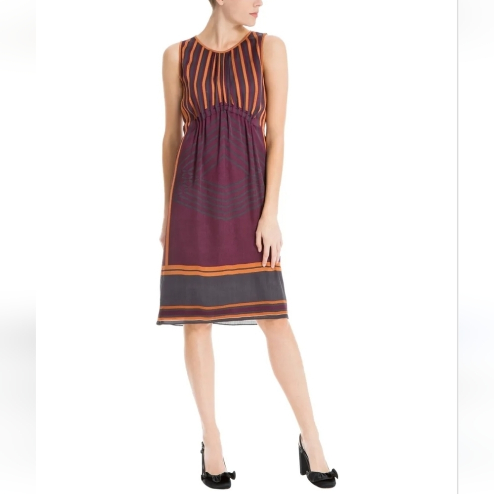 Max Studio Orange and Purple Striped Midi Dress